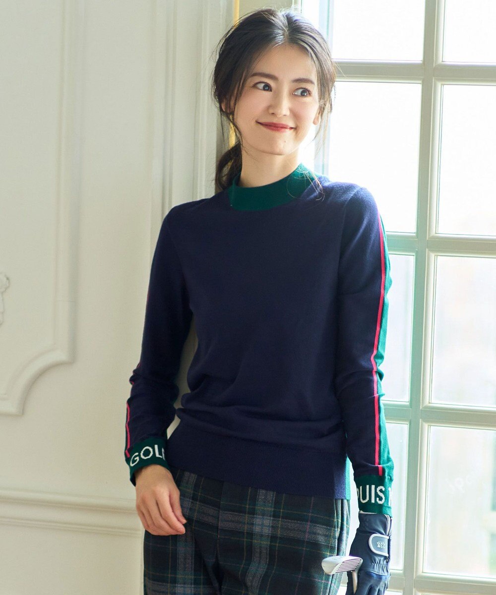 23区GOLF 【WOMEN】レーヨンストレッチカラーブロックニット 