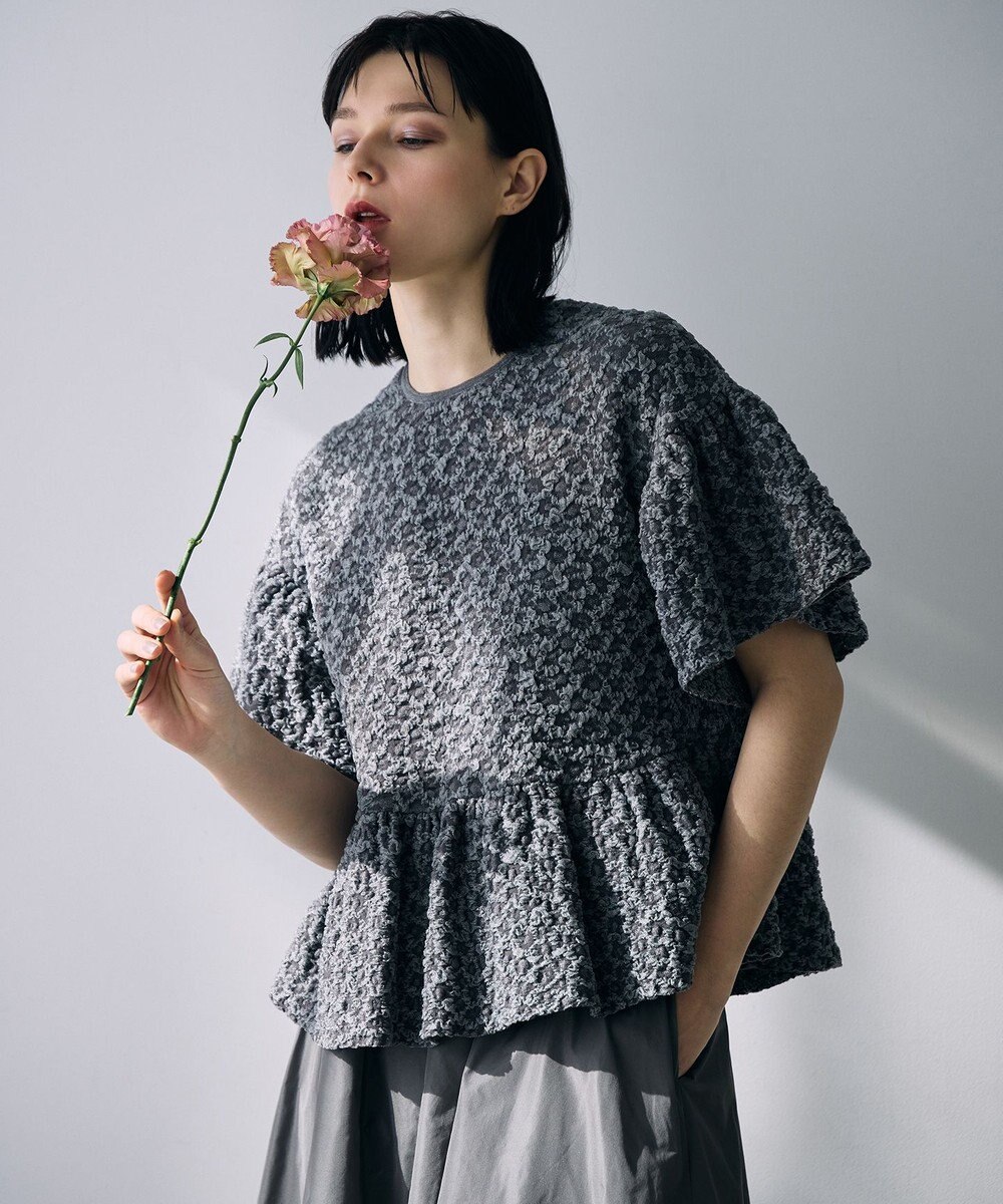 自由区 【カトリエムブーケ】Une forme bosselee ギャザーディテールフェミニンプルオーバー 