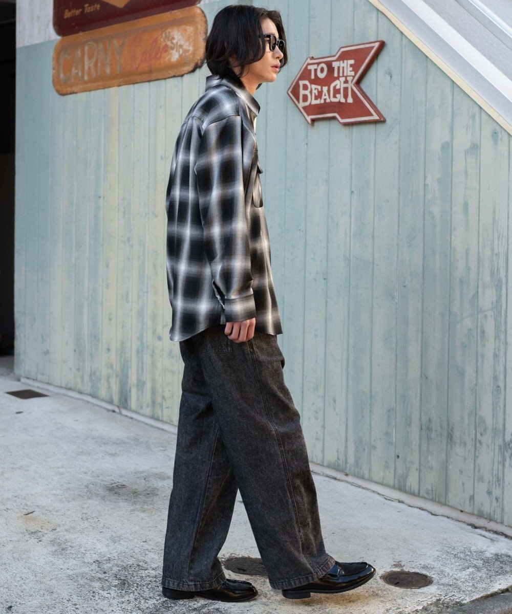 WEGO 【ユニセックス着用ITEM/ウエストゴム】ユルフィットデニムイージーパンツ 