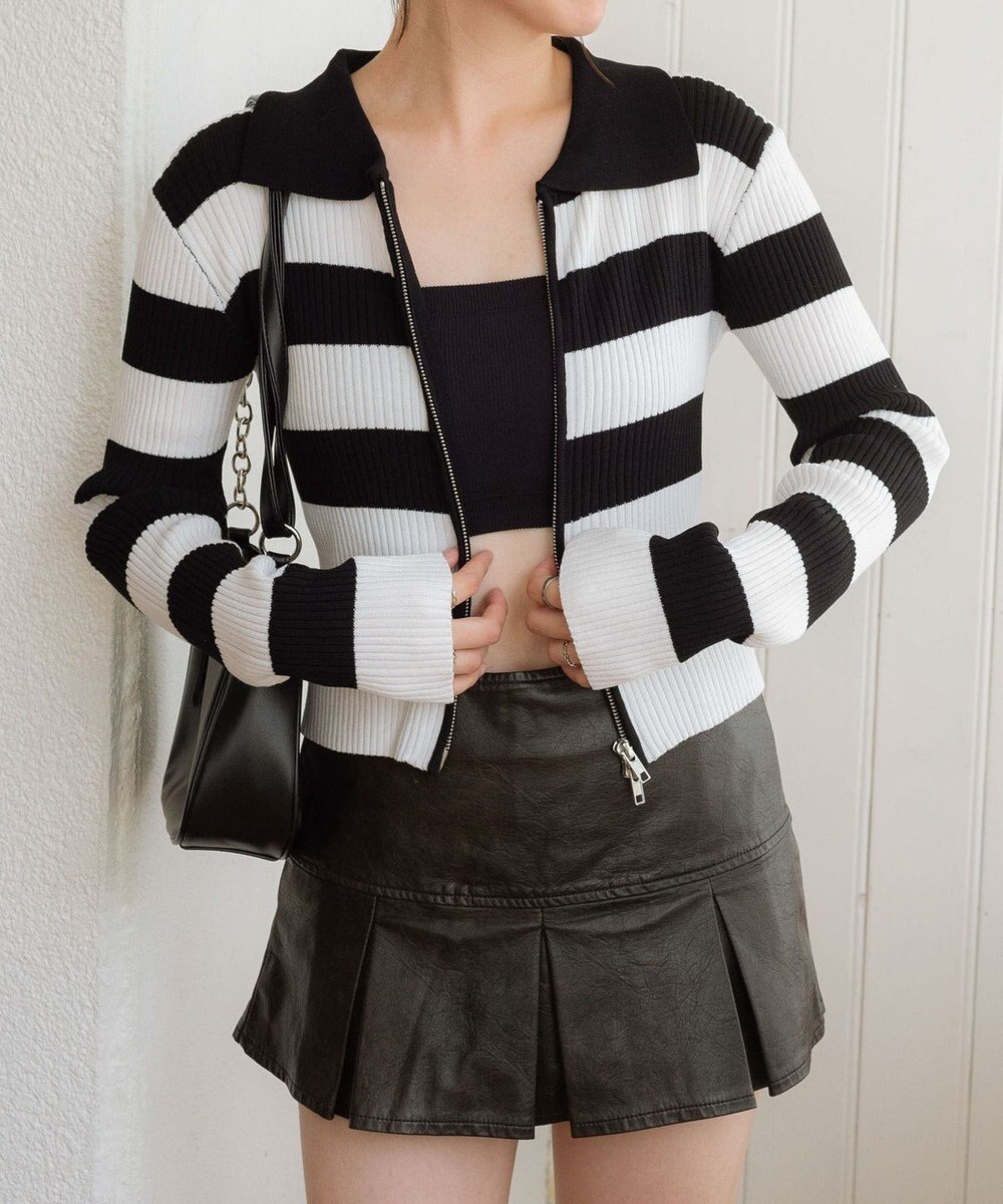 WEGO Wジップコンパクトニットカーデ 