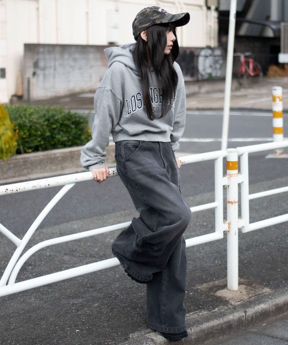 WEGO グラフィックショートプルパーカー 