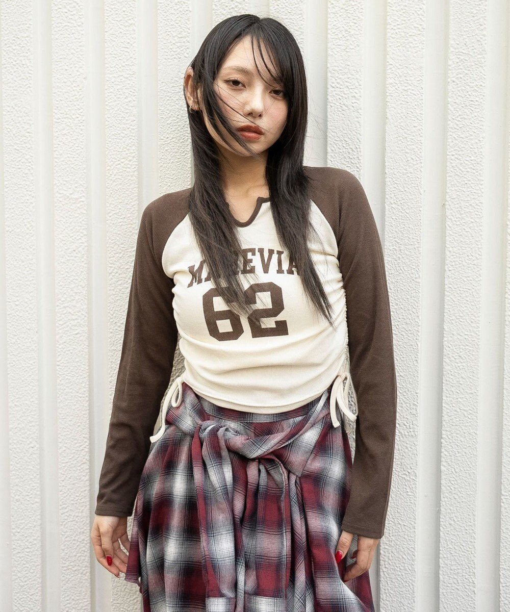 WEGO キーネックサイドドロストラグランロンT 