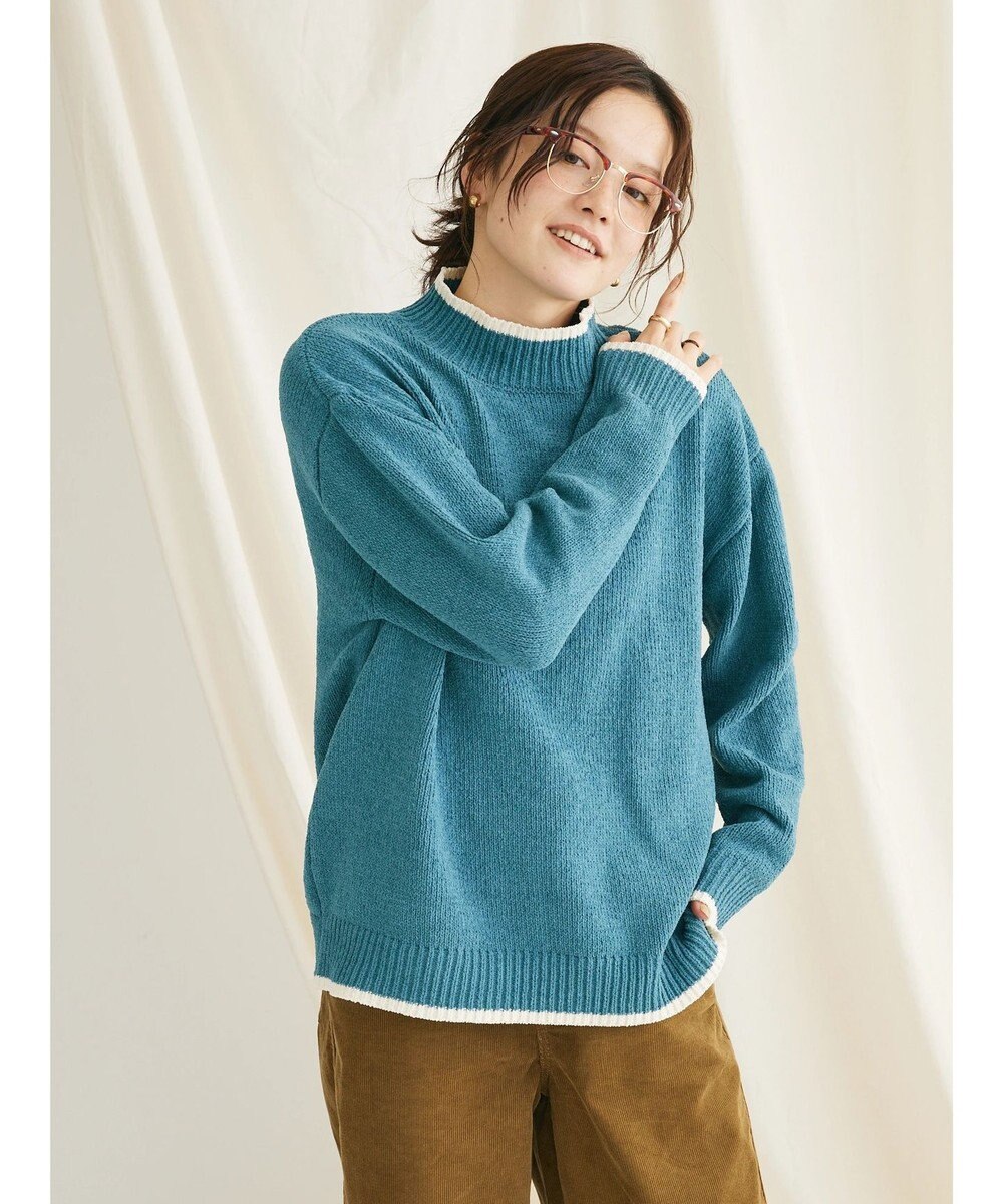 CRAFT STANDARD BOUTIQUE 洗えるモールニット配色プルオーバー 