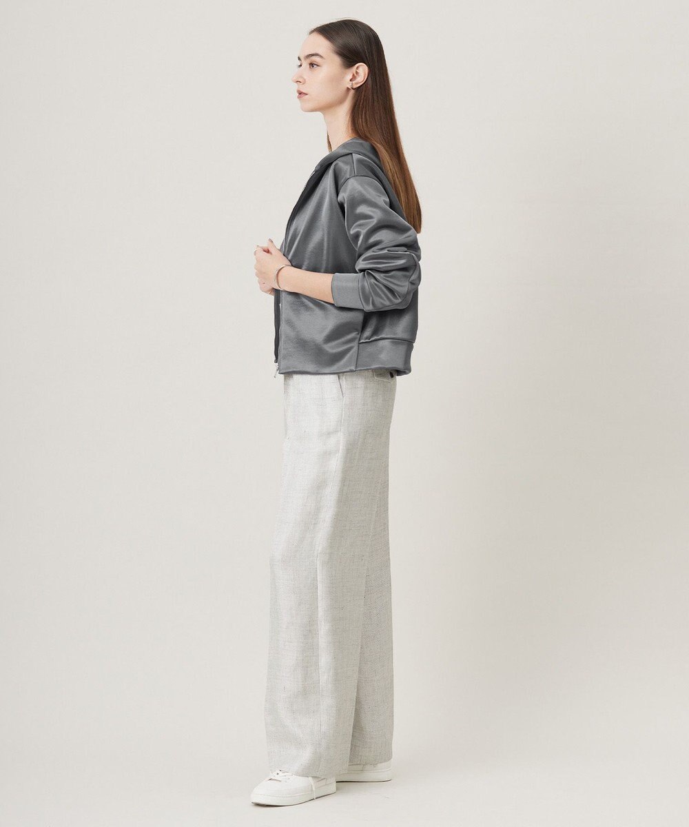 ICB 【洗える】サテンボンディング ジップアップパーカー 