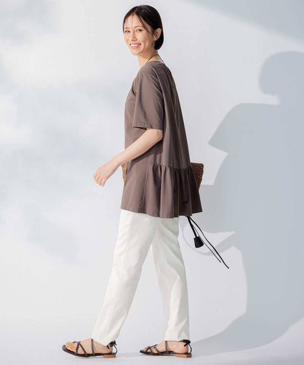 自由区 【WEB限定・洗える・XSサイズあり】ディフォームピケチュニック丈 カットソー 