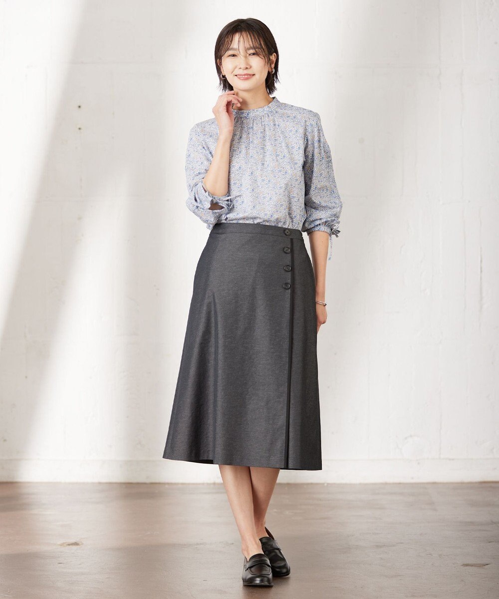 J.PRESS LADIES S 【洗える】 LIBERTY Honeydew/Kate&Mil スタンドカラー ブラウス 