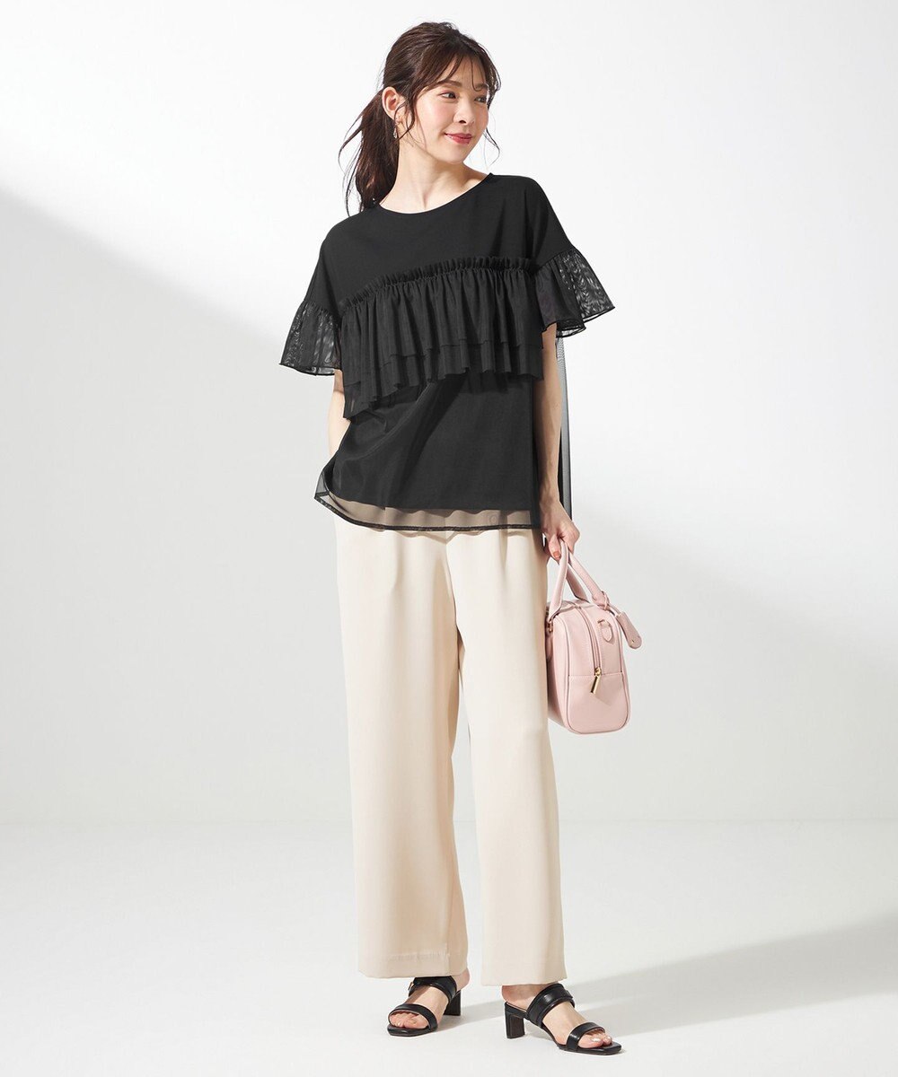 ANY SIS L 【洗える】チュール重ね プルオーバー 