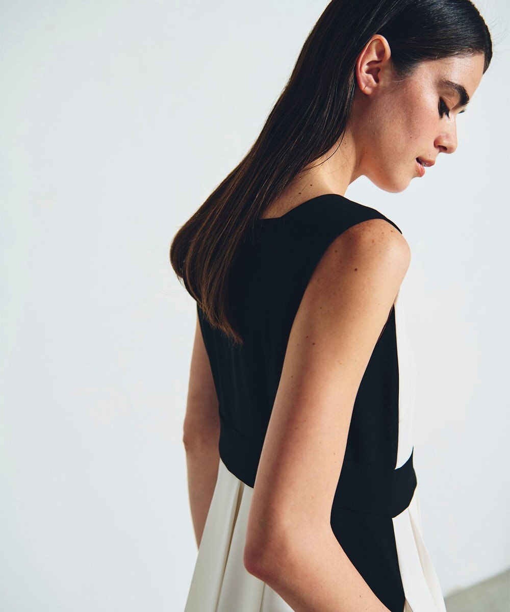 GRACE CONTINENTAL ラインバイカラードレス 