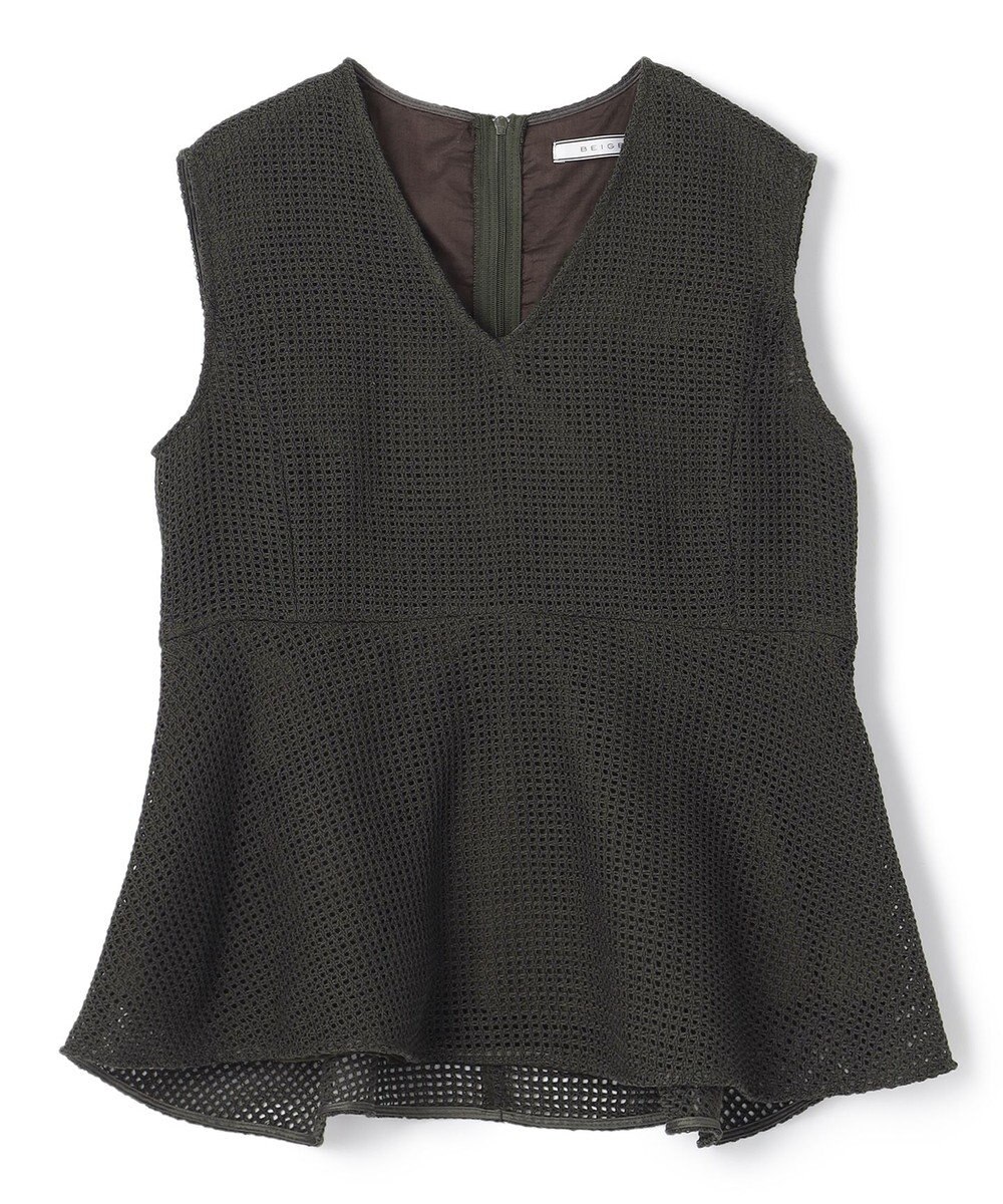 BEIGE， PINE / ペプラムブラウス 