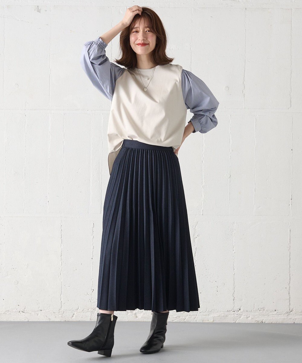 ANY 【洗濯機可】着映えるシャーリングトップス 