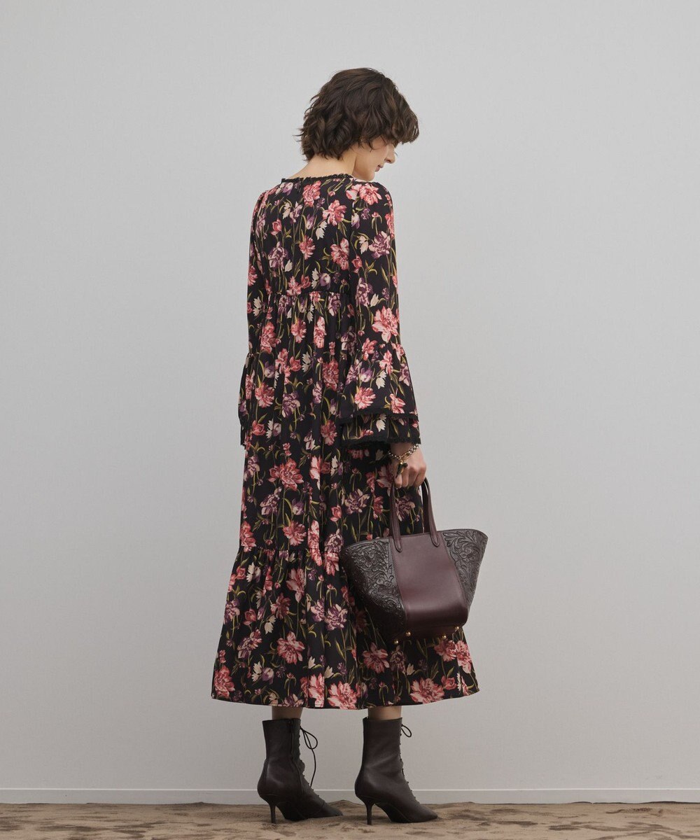 GRACE CONTINENTAL ボタニカルプリントティアードワンピース 