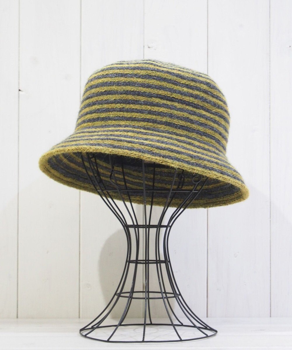 石田製帽 モヘヤ混ボーダー　バケット 