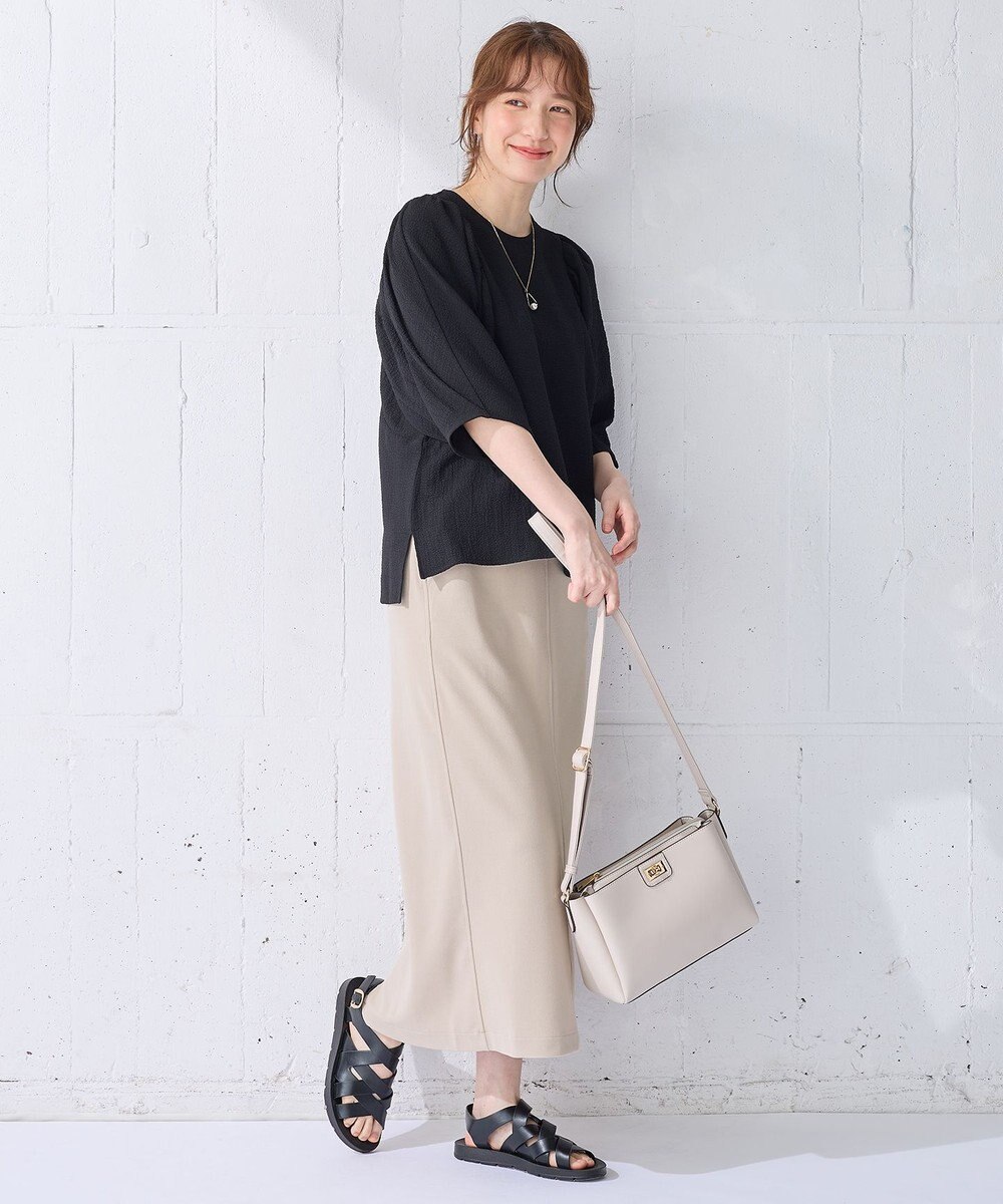 ANY L 【ウエストゴム】カットジョーゼットタイトスカート 