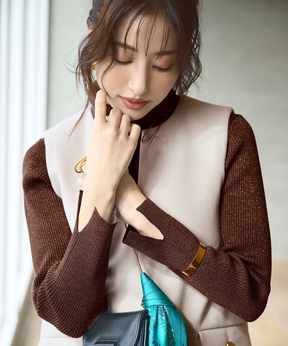 ANY SIS 【2SET】ニードルジャンパースカート × ラメリブタートルニット セット 