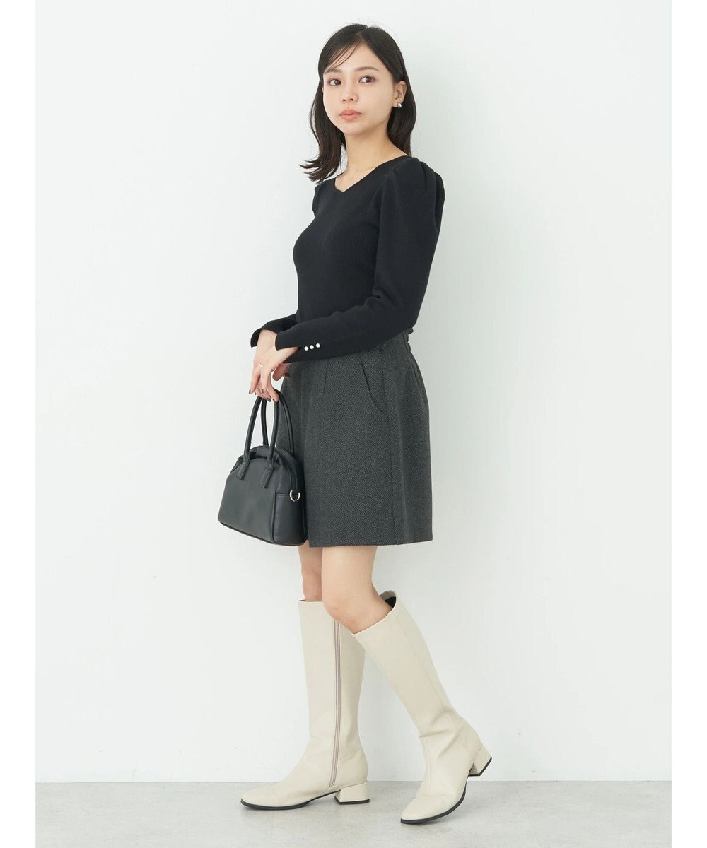 earth music&ecology ハートネック袖パールニットプルオーバー 