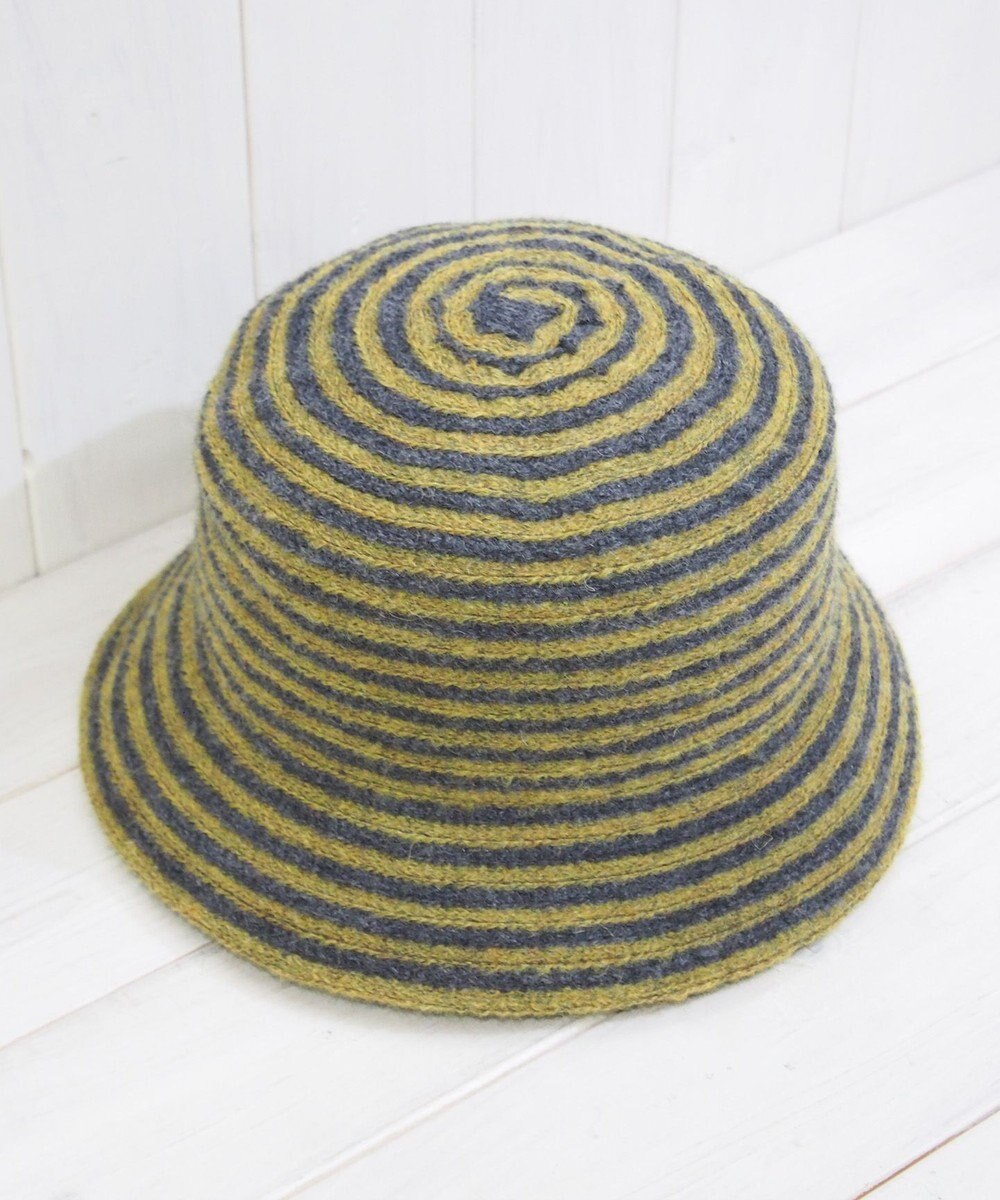 石田製帽 モヘヤ混ボーダー　バケット 