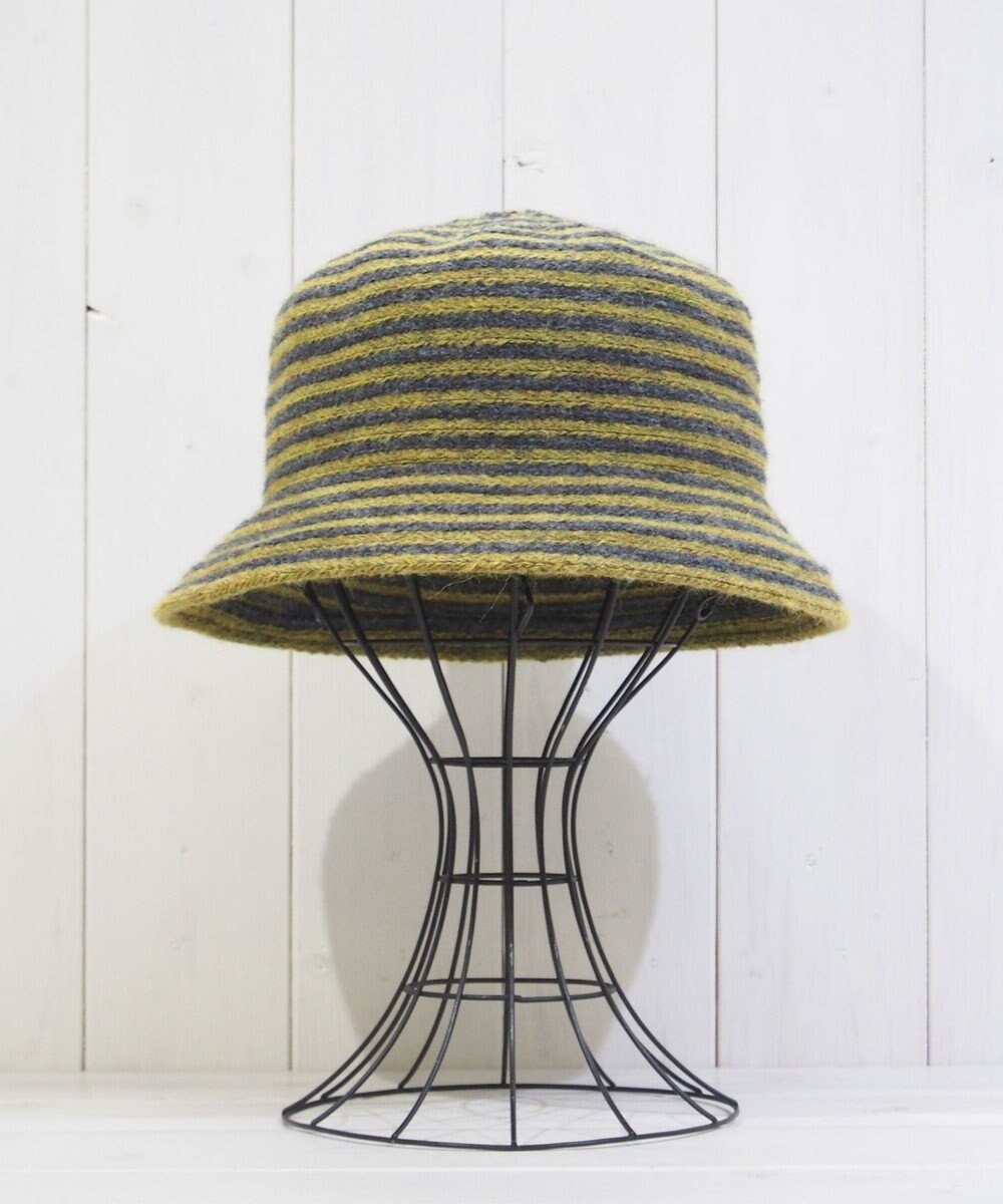 石田製帽 モヘヤ混ボーダー　バケット 