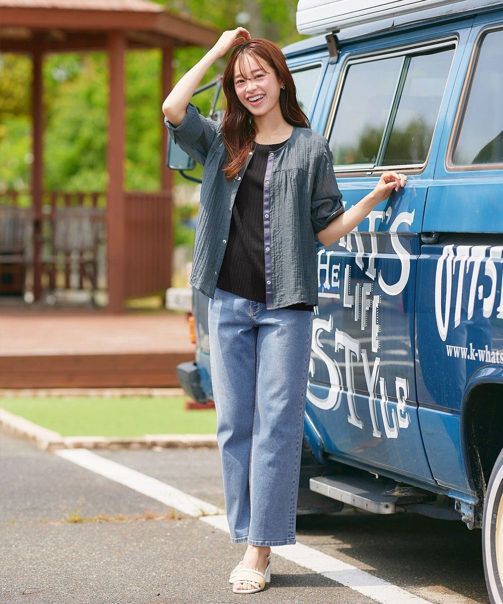 Tiaclasse 【洗える】ナナメ切替リボンニットトップス 