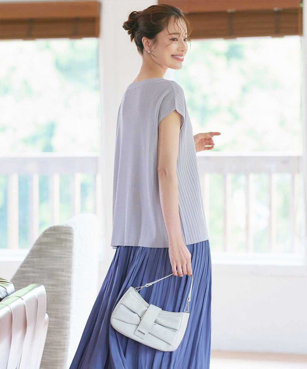 Tiaclasse 【洗える】ナナメ切替リボンニットトップス 