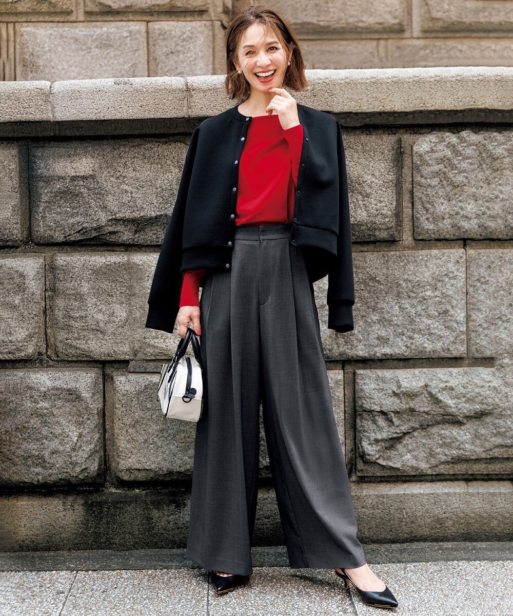 UNFILO L 【野呂佳代さん着用】BEAUTY FORM JERSEY スナップカーディガン 