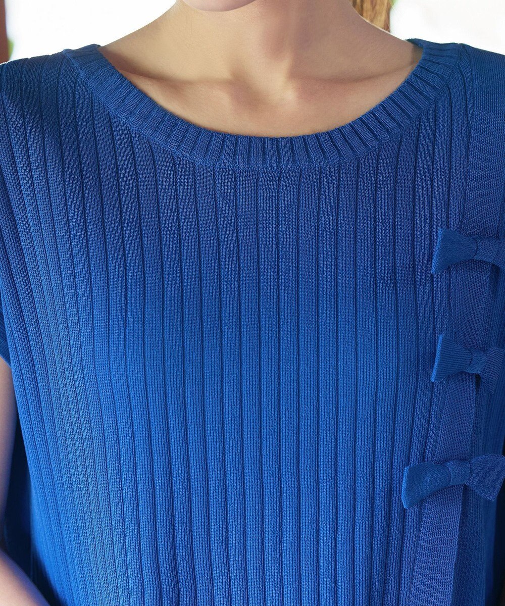 Tiaclasse 【洗える】ナナメ切替リボンニットトップス 