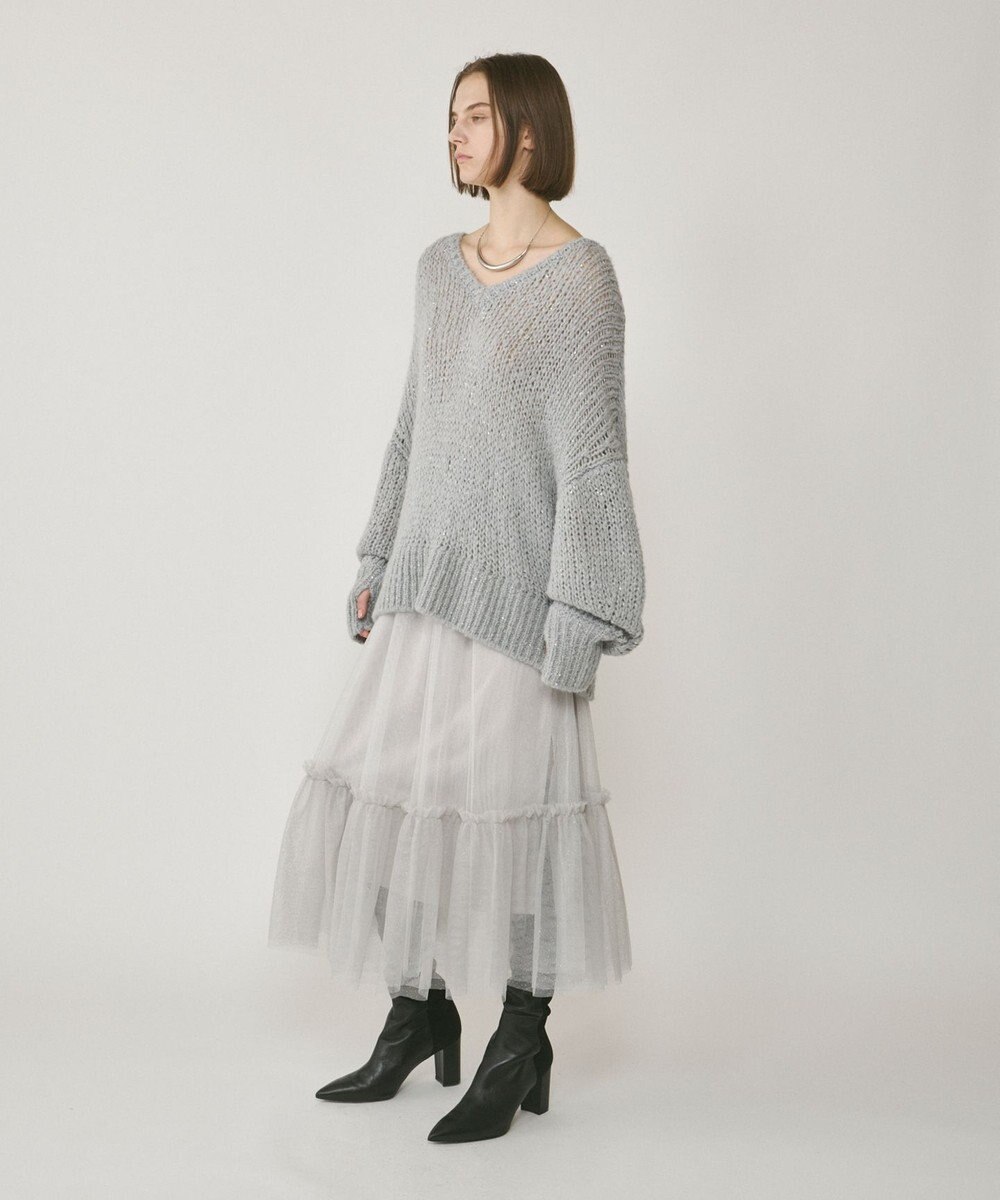 GRACE CONTINENTAL ラメチュールギャザースカート 