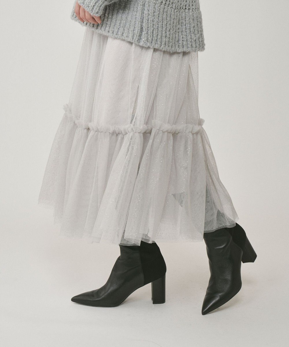 GRACE CONTINENTAL ラメチュールギャザースカート 