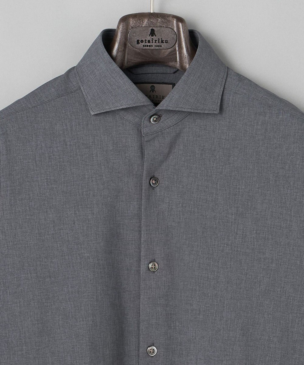 GOTAIRIKU 【シワになりにくい/ストレッチ/洗える】ウールライク シャツ_カッタウェイカラー 