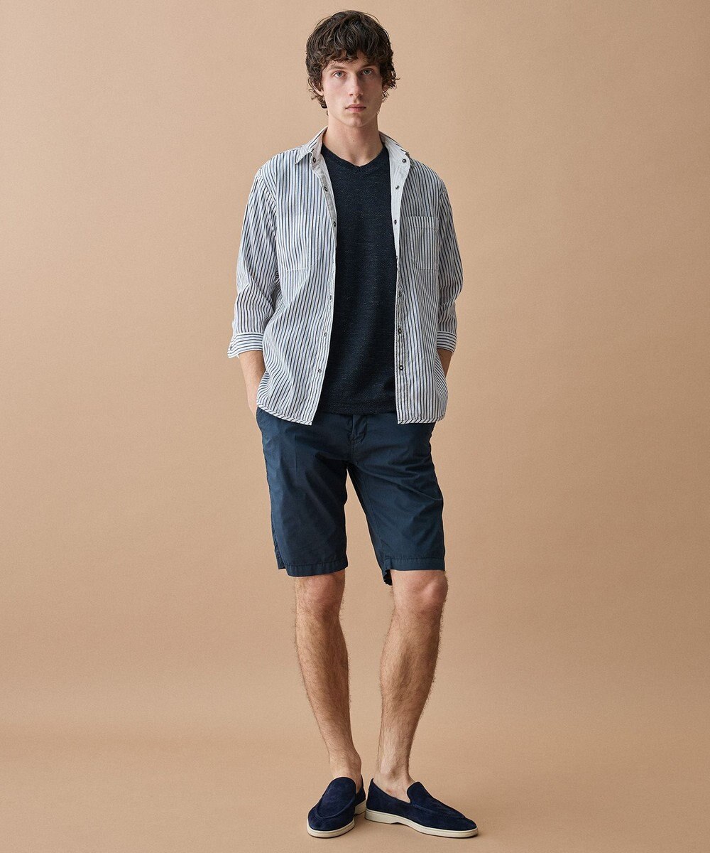 JOSEPH ABBOUD 【キングサイズ・2WAY】リバーシブルストライプ 七分袖 シャツ 