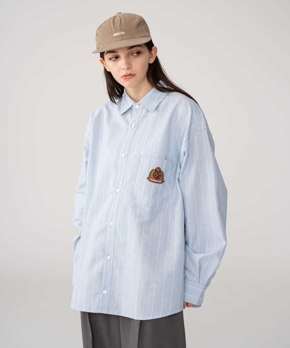 WEGO 【ユニセックス着用ITEM/MLサイズ展開】オックスフォードエンブレムシャツ（LS） 