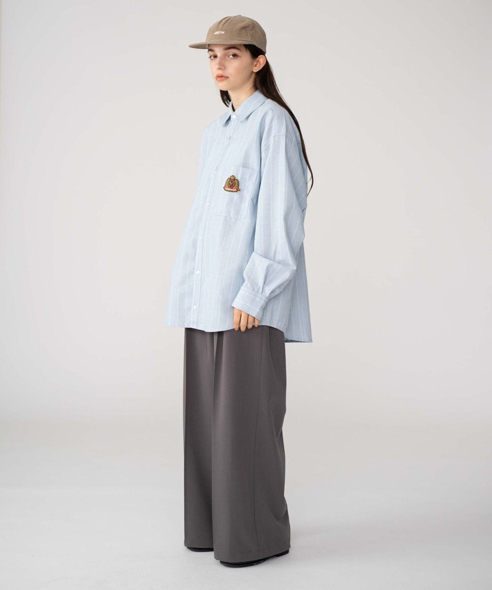 WEGO 【ユニセックス着用ITEM/MLサイズ展開】オックスフォードエンブレムシャツ（LS） 