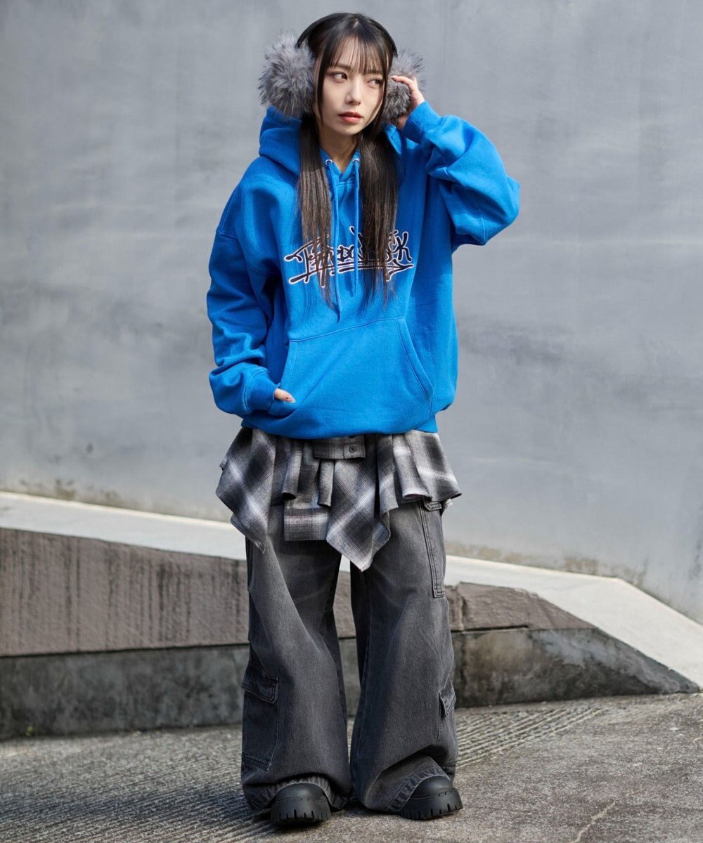 WEGO 【ユニセックス着用ITEM/SMLサイズ展開】グラフィックロゴプルパーカー 