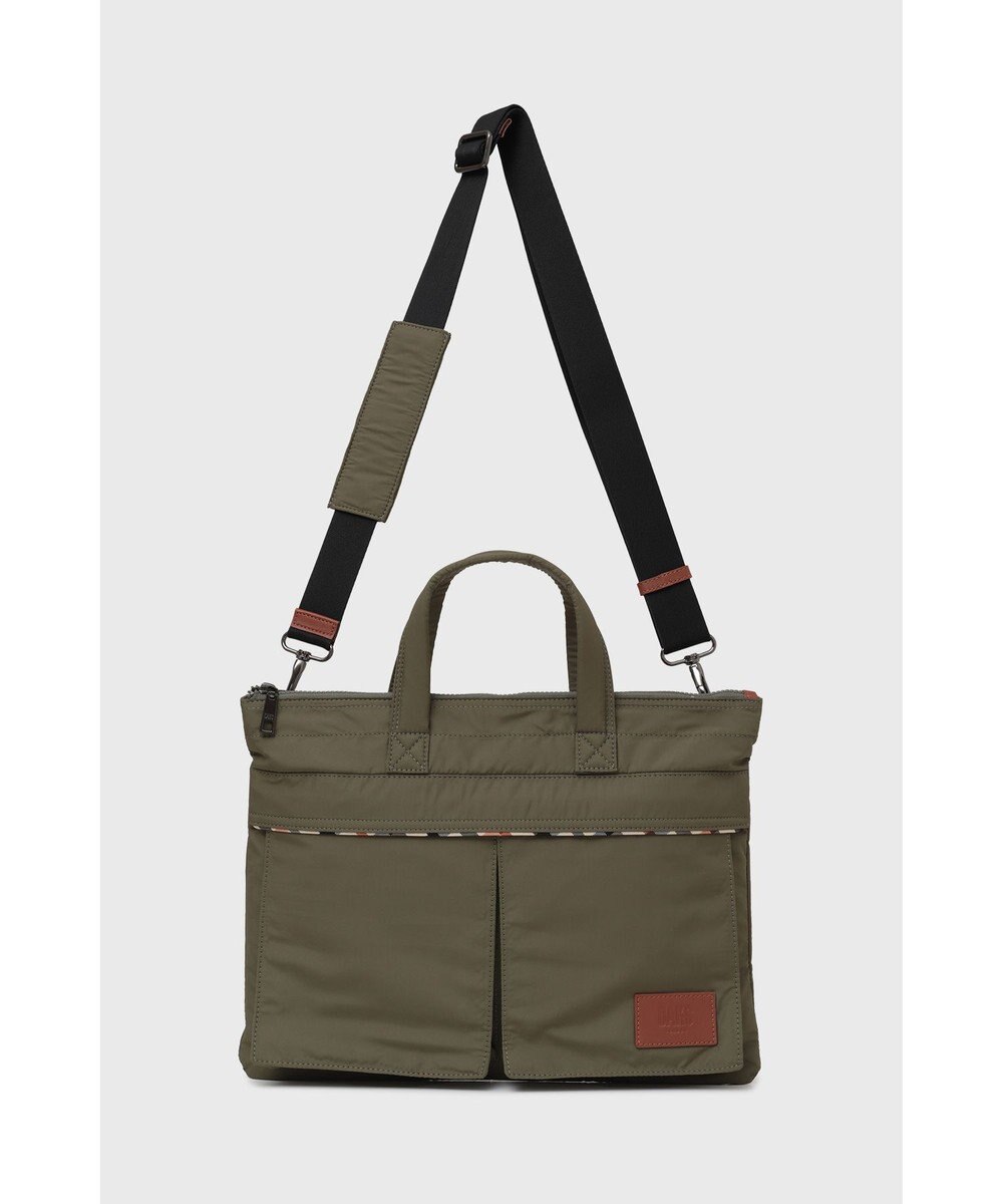 DAKS 軽量ナイロン×牛革 ハウスチェックディテール ブリーフケース 