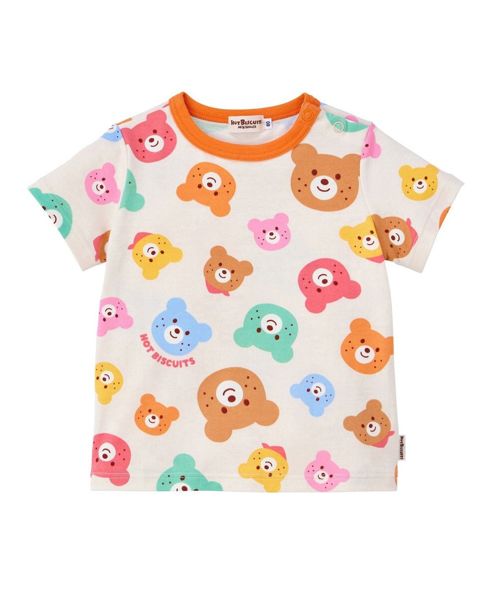 MIKI HOUSE HOT BISCUITS 【80-120cm】カラフルビーンズ 総柄半袖Tシャツ 