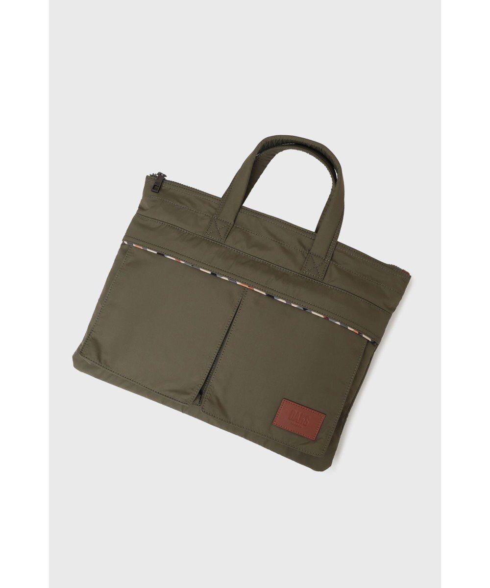 DAKS 軽量ナイロン×牛革 ハウスチェックディテール ブリーフケース 