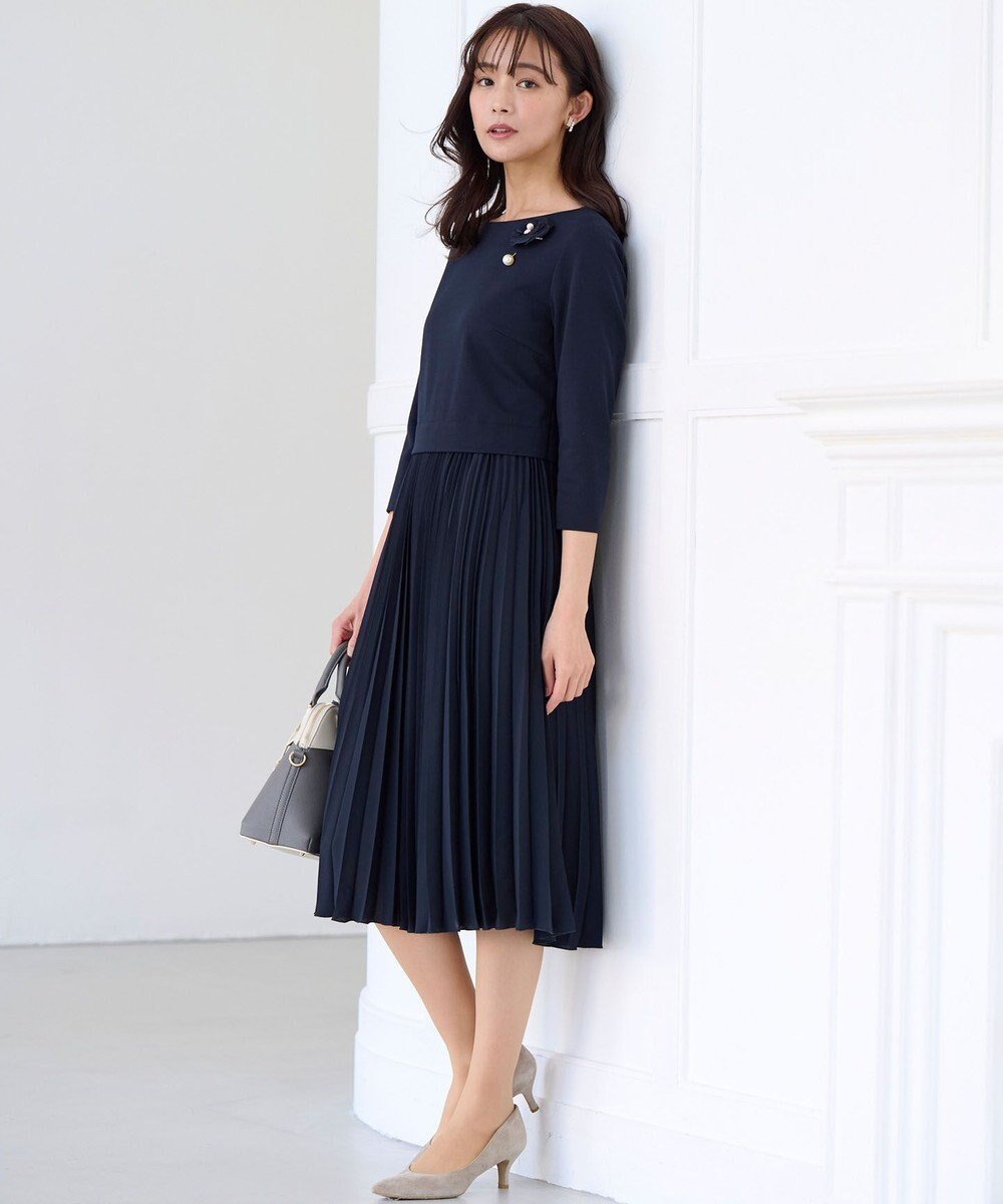 組曲 【KUMIKYOKU NAVY】ジャージーコンビプリーツ ワンピース 
