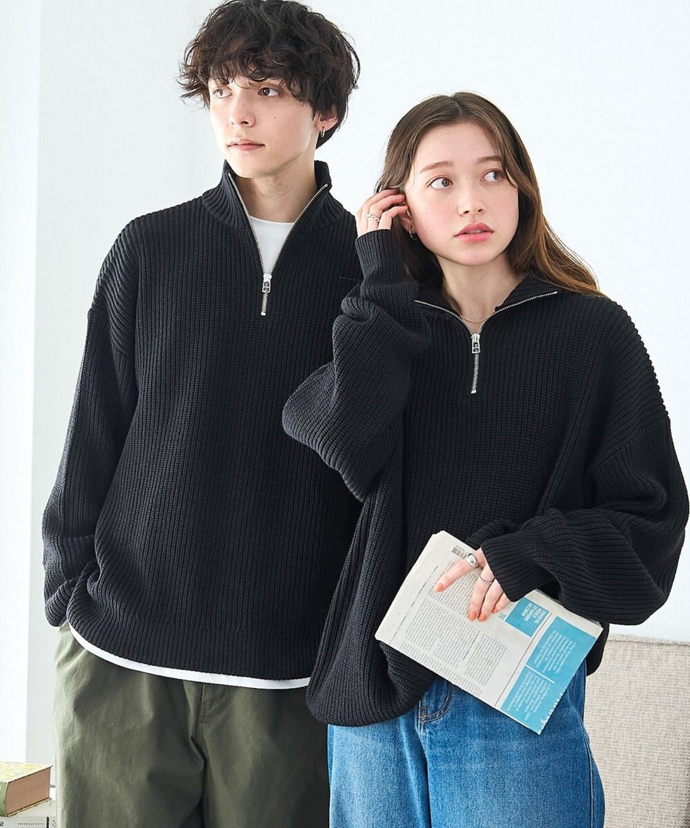 WEGO オーバーフィットハーフジッププルオーバー 