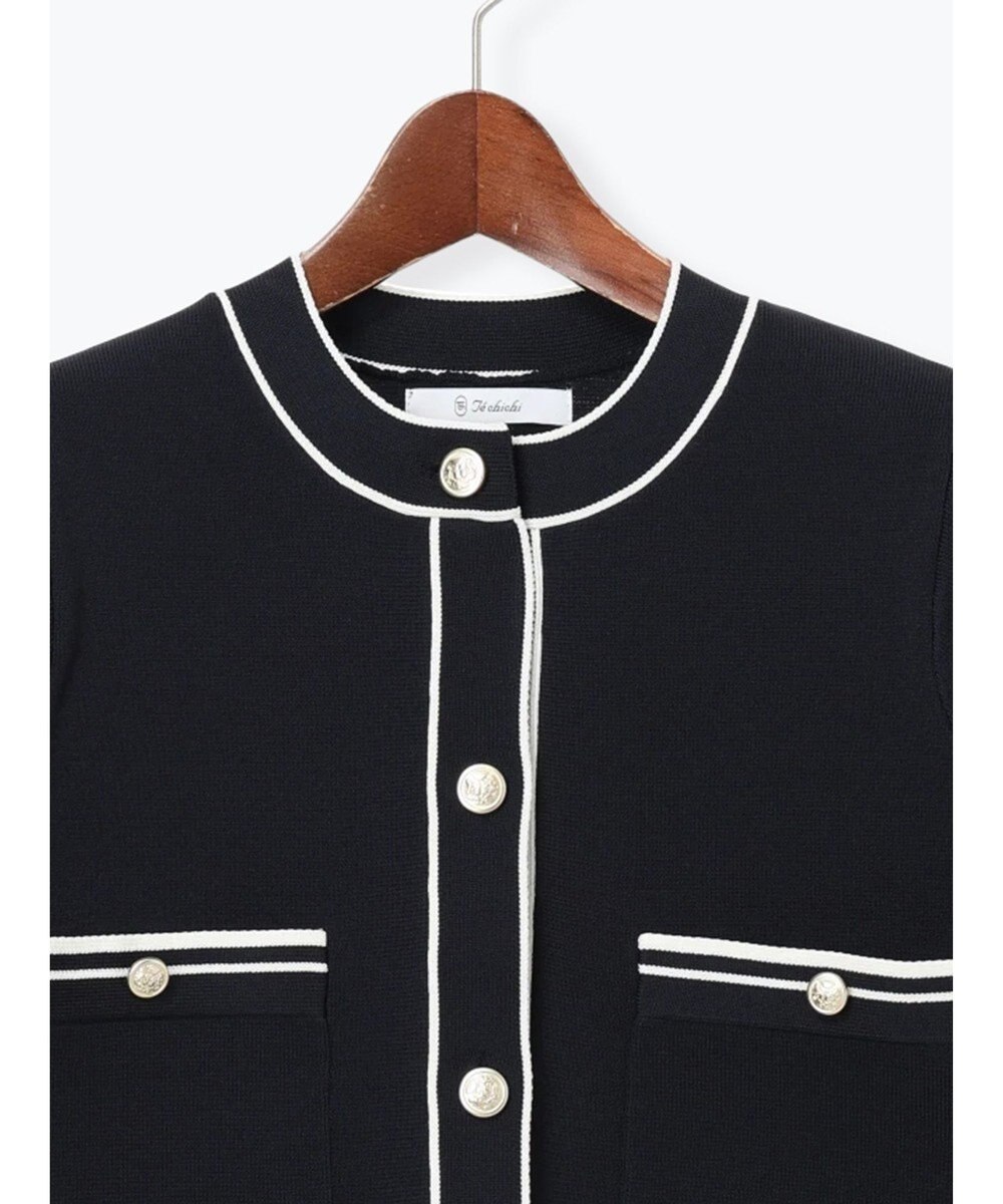 Te chichi ミラノリブ配色ラインカーディガン 