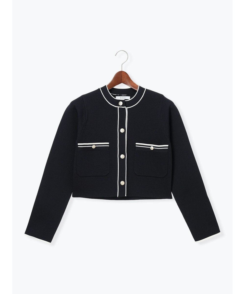 Te chichi ミラノリブ配色ラインカーディガン 