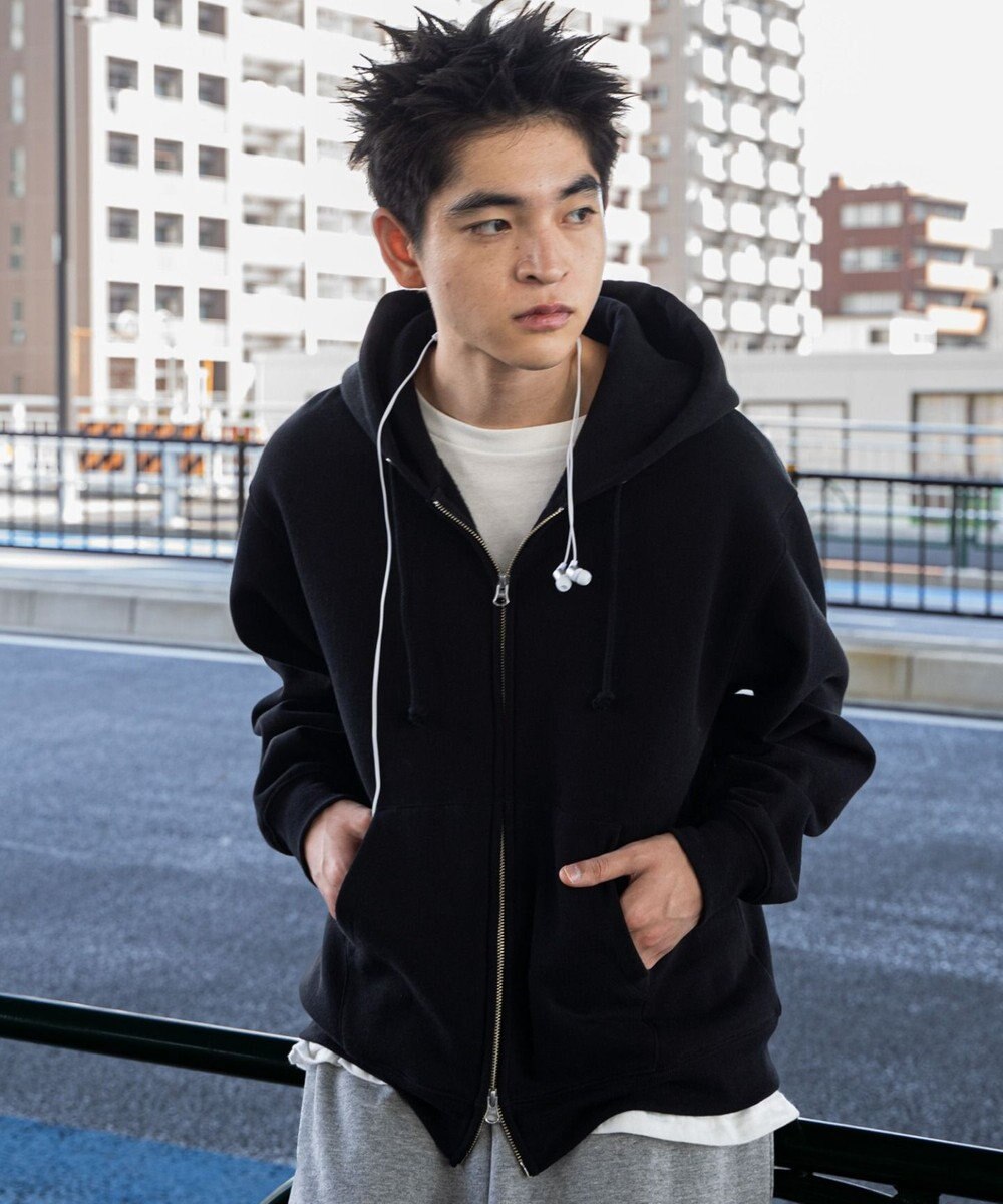 WEGO 【ユニセックス着用ITEM/裏起毛/SMLサイズ展開】リラックスフィットバックロゴジップパーカー 