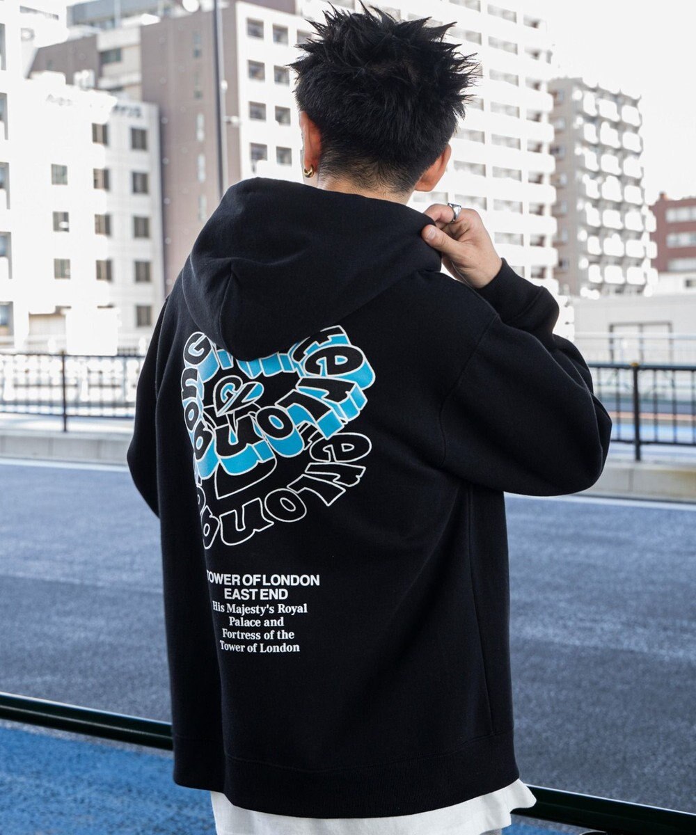 WEGO 【ユニセックス着用ITEM/裏起毛/SMLサイズ展開】リラックスフィットバックロゴジップパーカー 