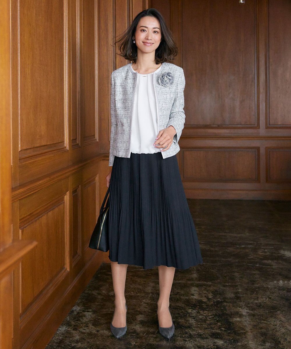 J.PRESS LADIES ファンシーツイード ノーカラー ジャケット 