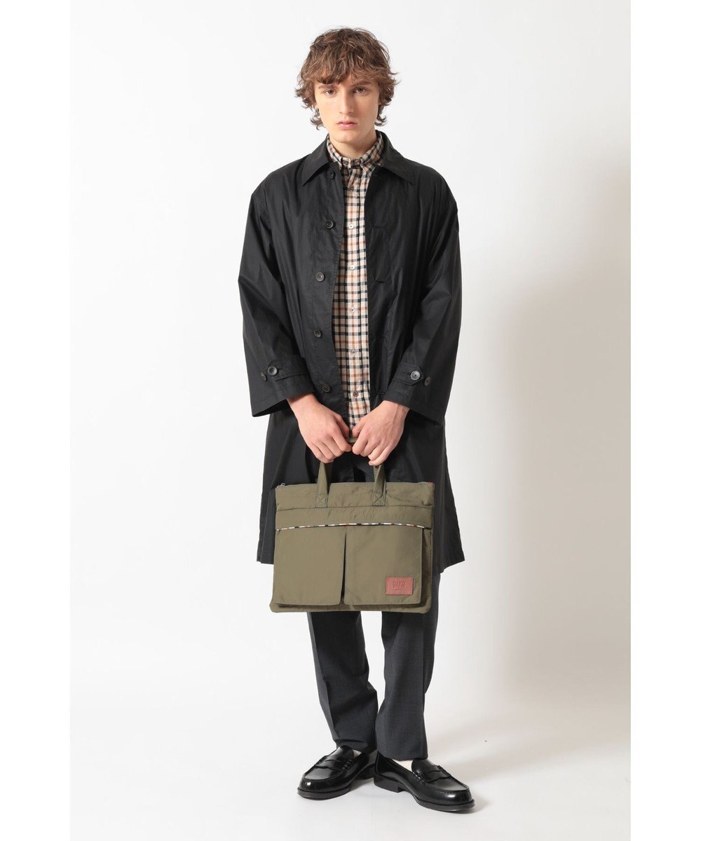 DAKS 軽量ナイロン×牛革 ハウスチェックディテール ブリーフケース 