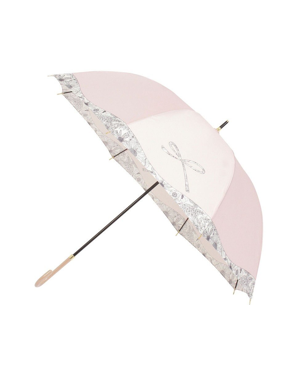 MOONBAT 【耐風傘/ジャンプ傘】ランバン オン ブルー (LANVIN en Bleu) リボン 花柄 長傘 サテンプリント 