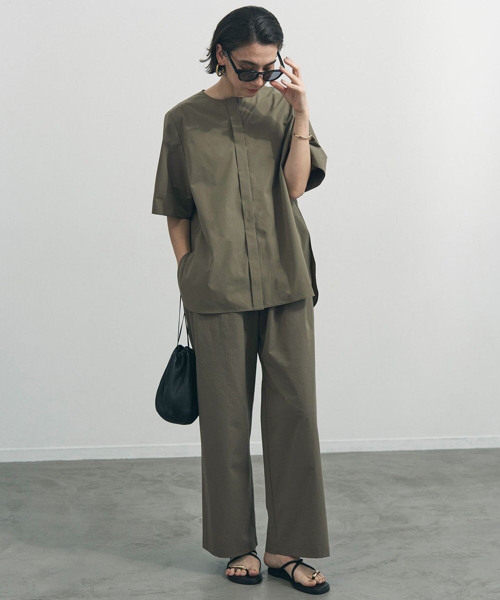 UNFILO 【セットアップ着用可/ウエストゴム】FINE MOVE ギャザーワイドパンツ 