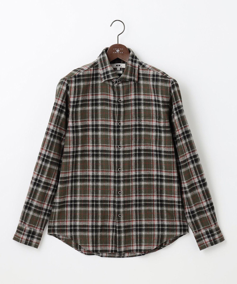 JOSEPH ABBOUD 【柔らかな肌触り/暖かい】 ラフィーコットンフランネルシャツ 