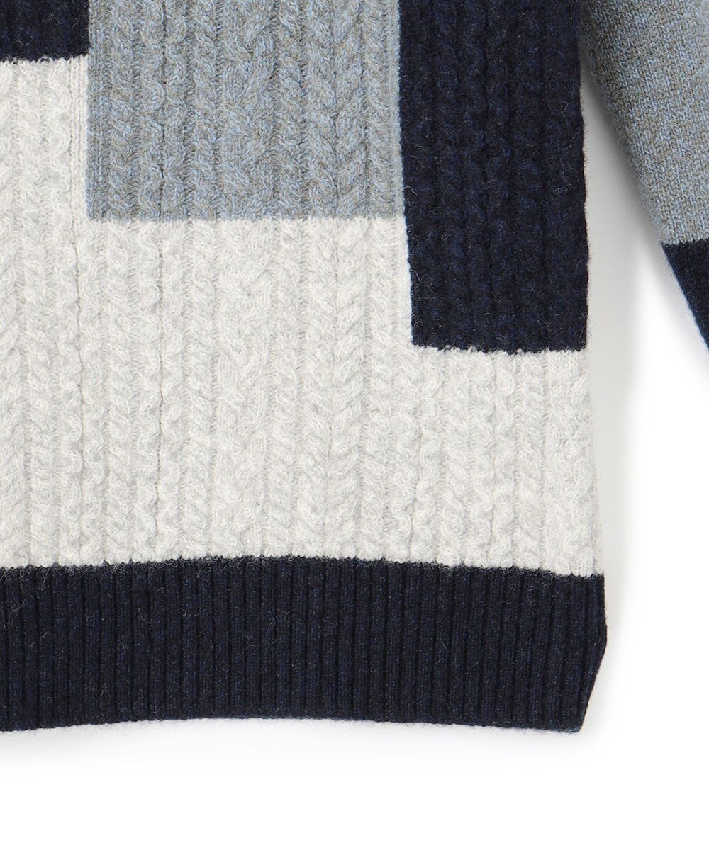 J.PRESS MEN 【Cash Lamb's Wool】クレイジーパターン ケーブルクルーネック ニット 