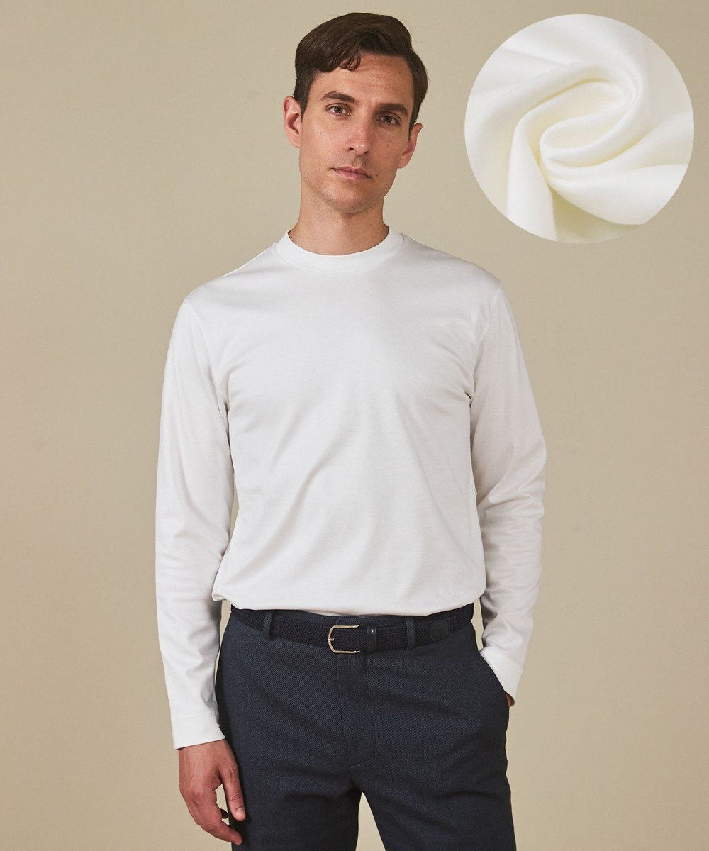 GOTAIRIKU 仕事で着られる 綿100％ 【洗える】カバーネック ドレスTシャツ_ロング 