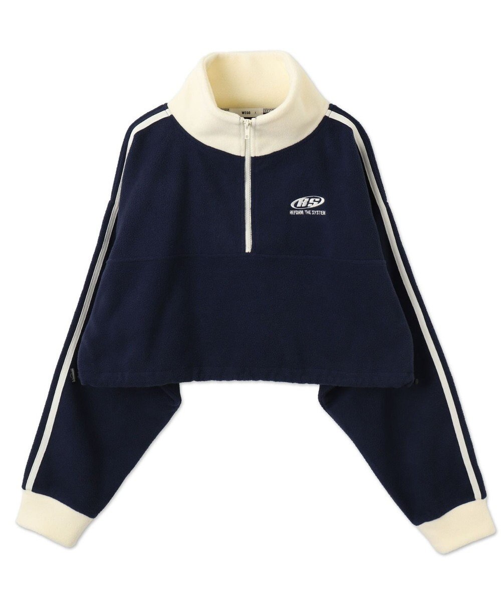 WEGO ハーフジップフリースショートプルオーバー 