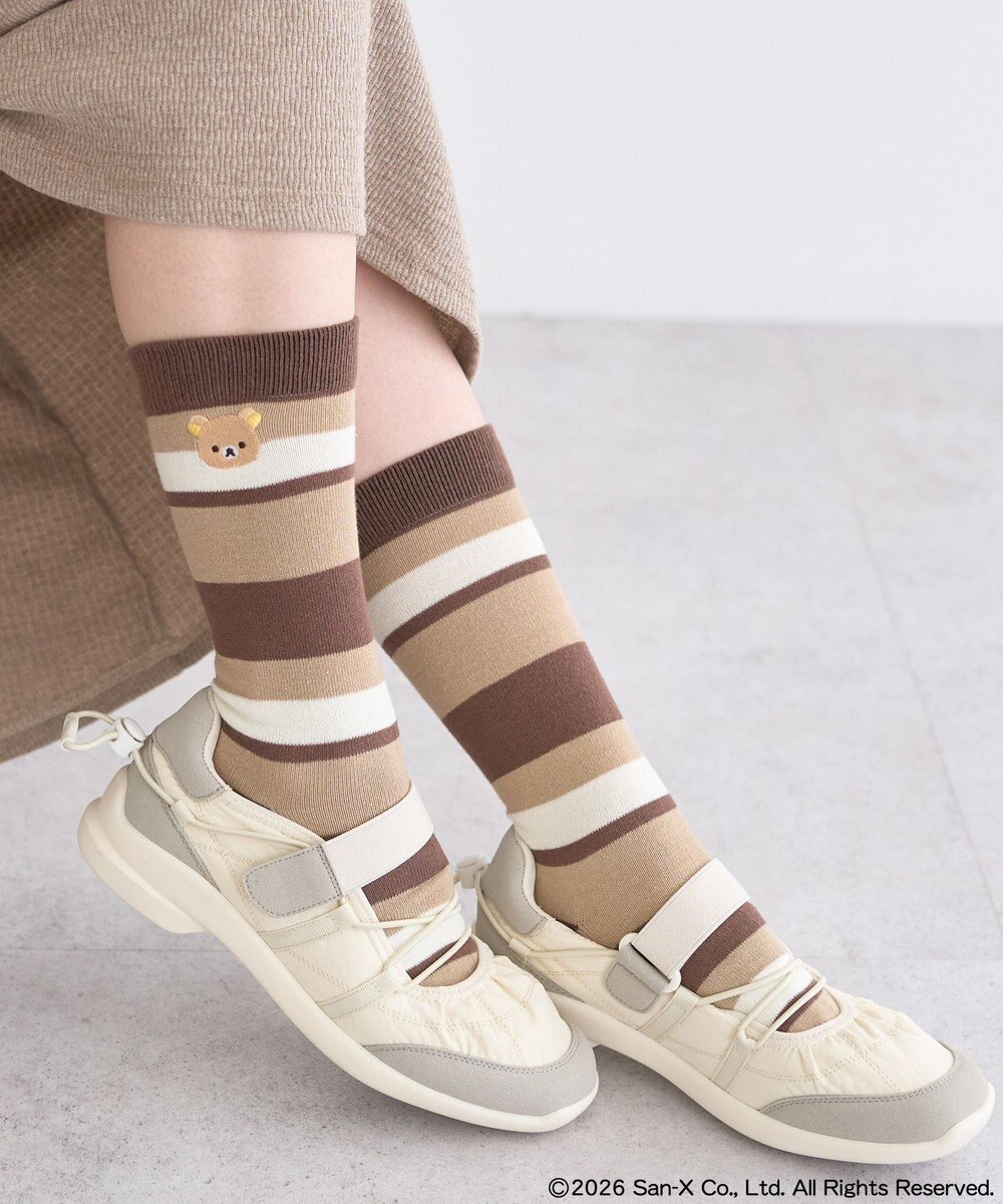 earth music&ecology 【予約】リラックマ×earth マルチボーダーソックス 